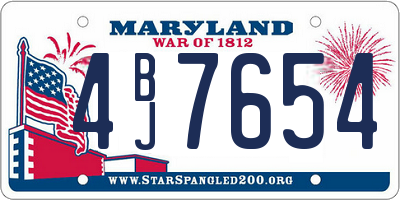 MD license plate 4BJ7654