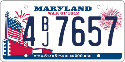 MD license plate 4BJ7657