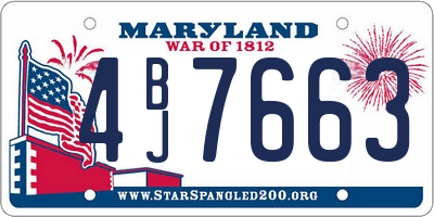 MD license plate 4BJ7663