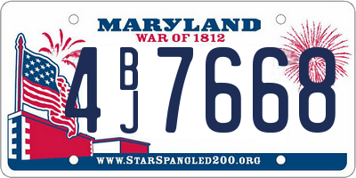 MD license plate 4BJ7668