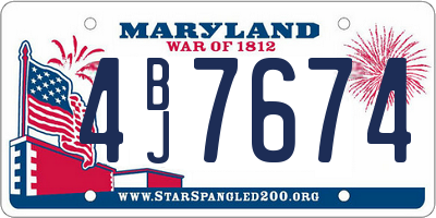 MD license plate 4BJ7674