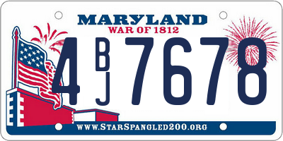 MD license plate 4BJ7678