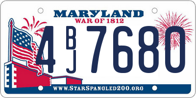 MD license plate 4BJ7680
