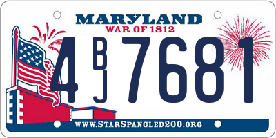 MD license plate 4BJ7681