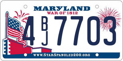 MD license plate 4BJ7703