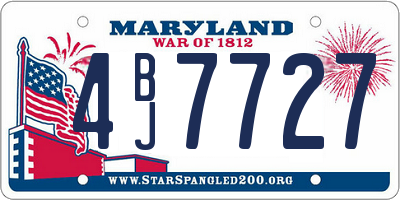 MD license plate 4BJ7727