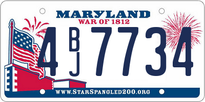 MD license plate 4BJ7734