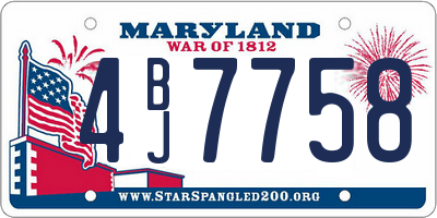 MD license plate 4BJ7758