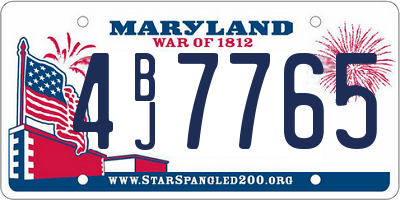 MD license plate 4BJ7765