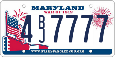 MD license plate 4BJ7777