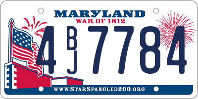 MD license plate 4BJ7784