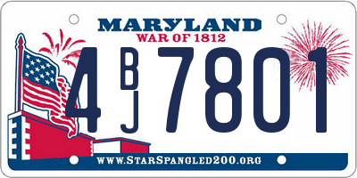 MD license plate 4BJ7801