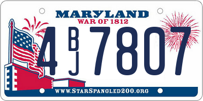 MD license plate 4BJ7807
