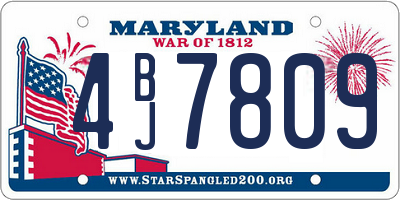 MD license plate 4BJ7809