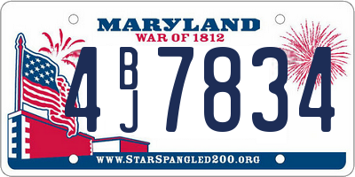 MD license plate 4BJ7834