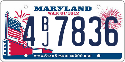 MD license plate 4BJ7836