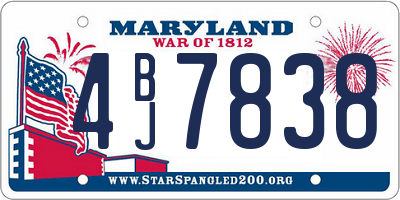 MD license plate 4BJ7838