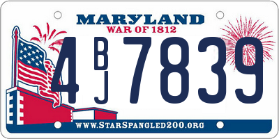 MD license plate 4BJ7839