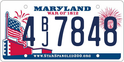 MD license plate 4BJ7848