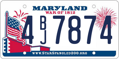 MD license plate 4BJ7874