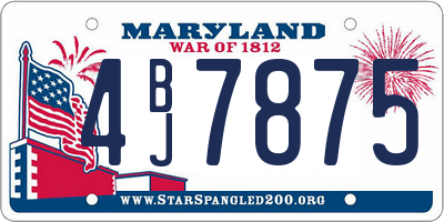 MD license plate 4BJ7875