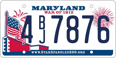 MD license plate 4BJ7876