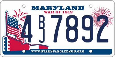 MD license plate 4BJ7892