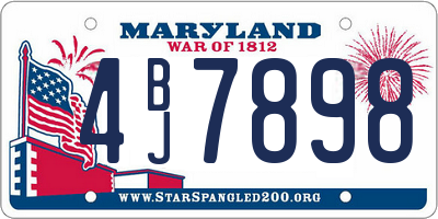 MD license plate 4BJ7898