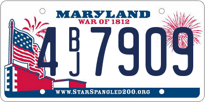MD license plate 4BJ7909