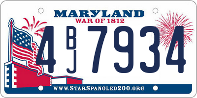 MD license plate 4BJ7934