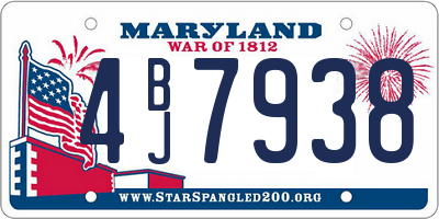 MD license plate 4BJ7938