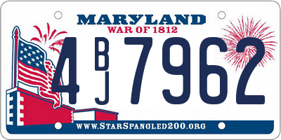 MD license plate 4BJ7962