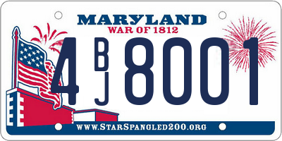 MD license plate 4BJ8001