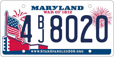 MD license plate 4BJ8020