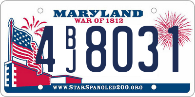 MD license plate 4BJ8031
