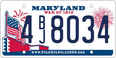 MD license plate 4BJ8034