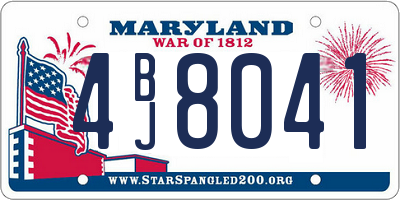 MD license plate 4BJ8041
