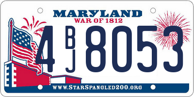 MD license plate 4BJ8053