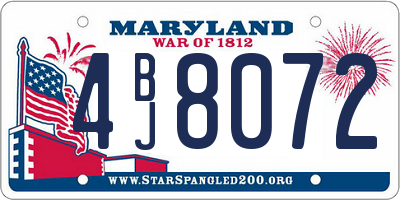 MD license plate 4BJ8072