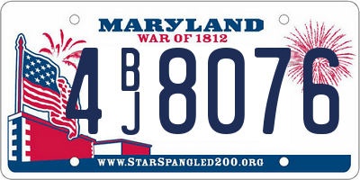MD license plate 4BJ8076