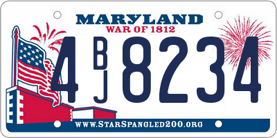 MD license plate 4BJ8234