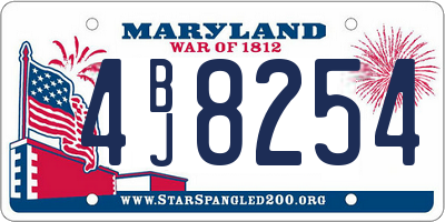 MD license plate 4BJ8254