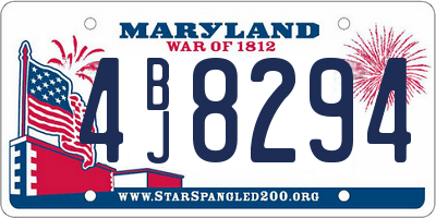 MD license plate 4BJ8294