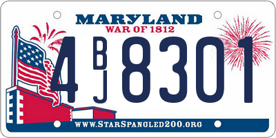 MD license plate 4BJ8301