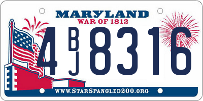 MD license plate 4BJ8316