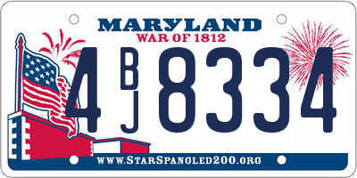 MD license plate 4BJ8334