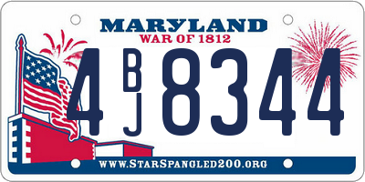 MD license plate 4BJ8344