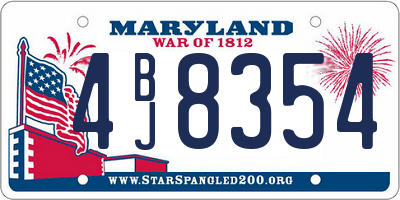 MD license plate 4BJ8354