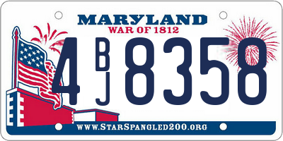 MD license plate 4BJ8358