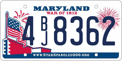 MD license plate 4BJ8362